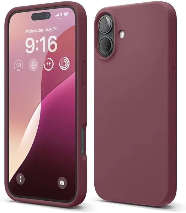 iPhone 17 ile Uyumlu İçi Kadife Lansman Silikon Kılıf – Kamera Korumalı, Darbe Emici, Premium Yumuşak Kapak Bordo