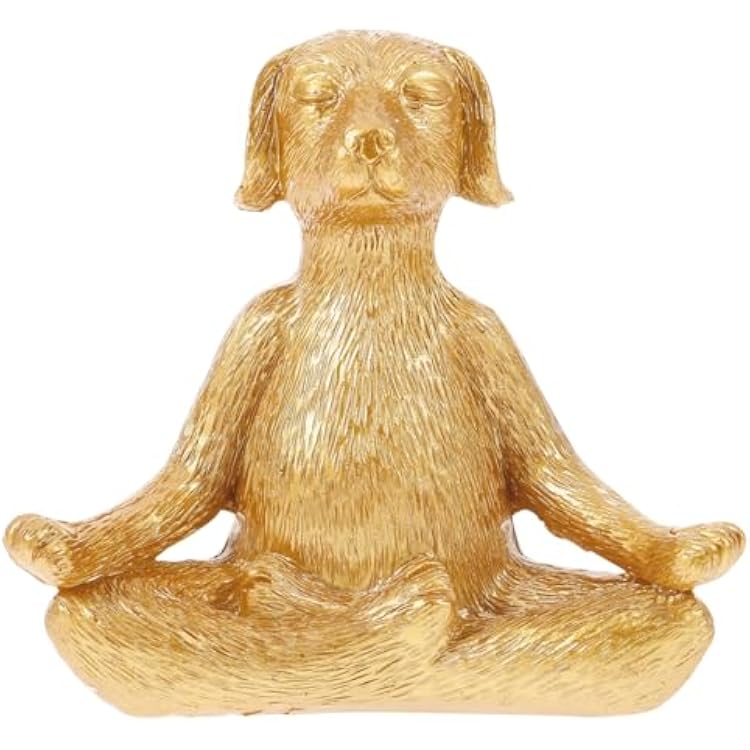 Alipis Yoga Dog Statue Resin Meditating Dog Figurine Desktop Decor for Home Office Garden 4.13X3.74X1.96In
