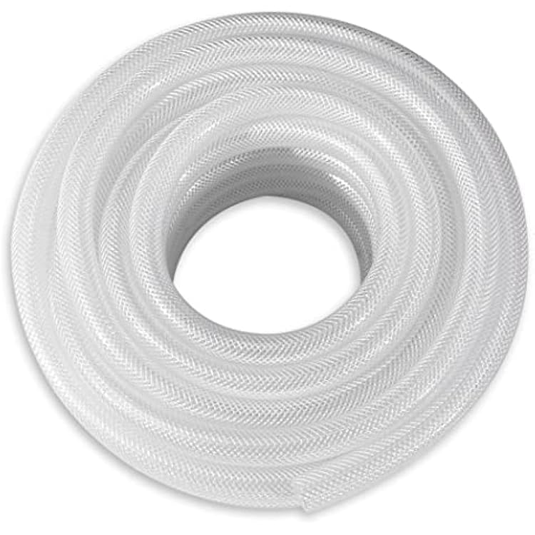 DAVCO 1 ID 10 ft Heavy Duty Braided Clear Plastic Vinyl Tubing, Flexible High Pressure Reinforced PVC Vinyl Tube Hose, Non-toxic, BPA Free