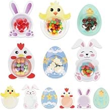 Tryly 36 Pack Easter Cards for Classroom, DIY Bunnies Eggs Chick Candy Cards with Plastic Domes, Easter Greeting Cards Holder for School Party Favors, Not Included Candy (36)