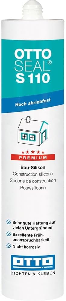 OTTOSEAL S 110 Premium Construction Silicone 310 ml C39 Chocolate Brown - Highly Abrasion-Resistant & Quick to Wear - For Grouting Glass Elements - Safe Against Mould