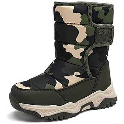 Eliogn Boys Girls Warm Snow Boots Plush Lining Non-Slip Cold-Proof Cotton Boots Kids Winter Outdoor Sports Shoes ToddlerLittle KidBig Kid