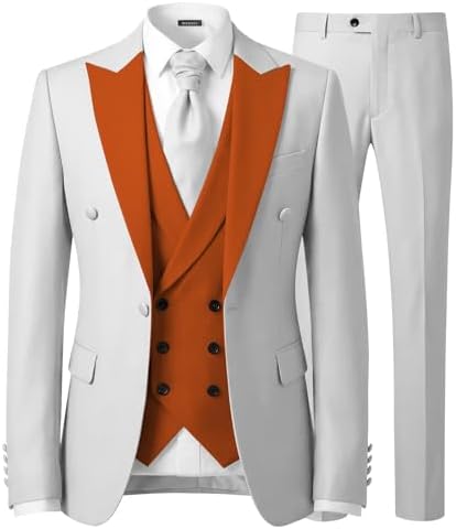 Wangyue Mens Tuxedo Suit Set Slim Fit 3 Piece Wedding Tuxedo Suits for Men Prom Formal Business