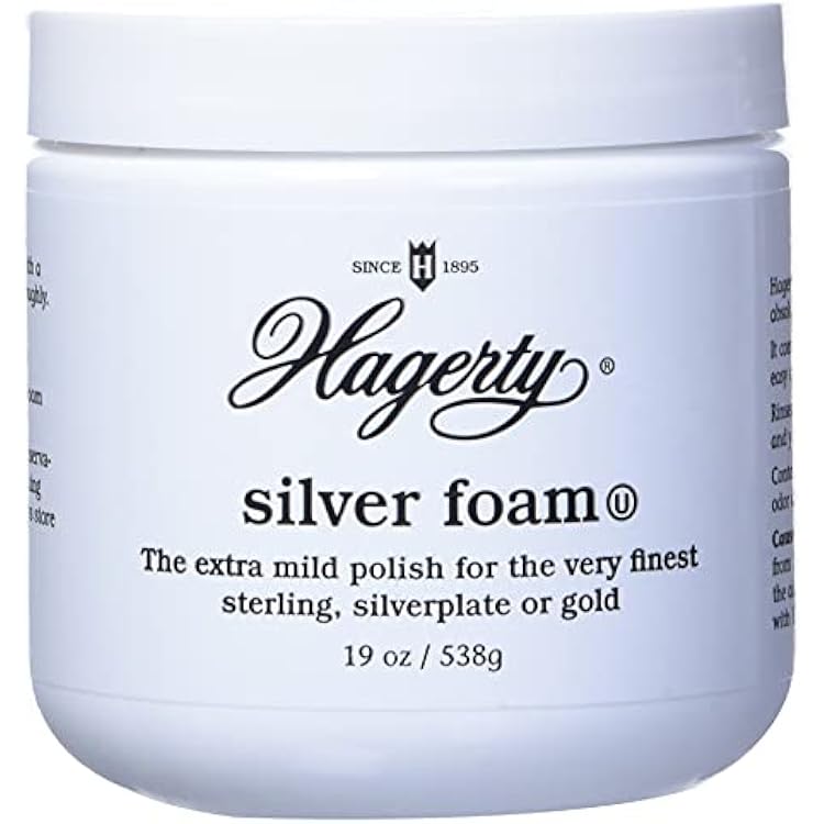 Hagerty Silver Foam - Trusted Silverware Polish and Tarnish Remover Since 1895 for Sterling Silver, Silver-Plate, Gold, and Gold Made in USA, Kosher Certified, 19 oz