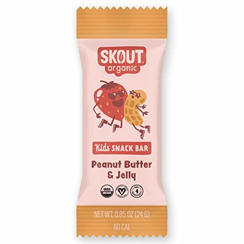 Skout Organic Peanut Butter & Jelly Kids Snack Bars 36 Pack | Organic Kids Snack Bars | Plant-Based Nutrition, No Refined Sugar | Vegan | Gluten, Dairy, Grain & Soy Free