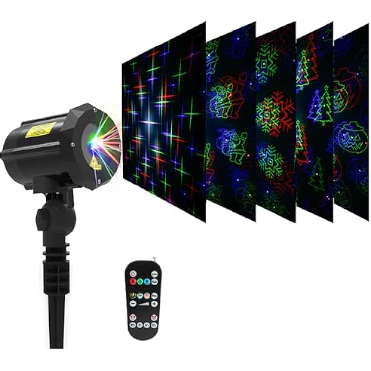 LedMall Motion Pattern Firefly 3 Models in 1 with 18 Patterns RGB Outdoor Laser Christmas Lights Projector with RF Remote Control and Security kit