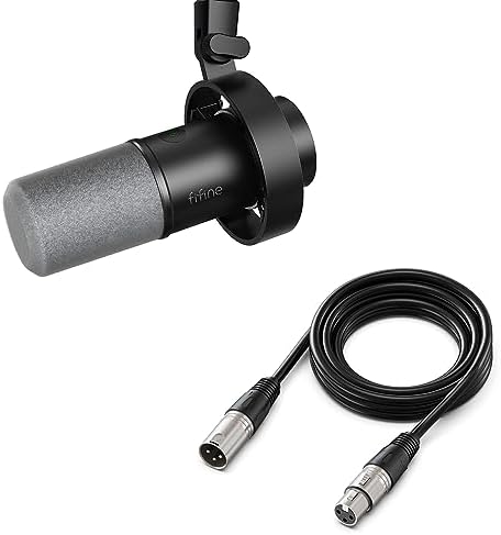 FIFINE Dynamic Microphone with XLR Cable Bundle, XLR/USB Recording Studio PC Mic for Vocal, Voice-Over, Microphone Audio Cable Set Compatible with Mixer, Audio Interface for Streaming (K688+L9)