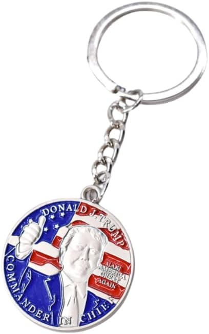 2024 Trump zinc alloy keychain English letters red white and blue flag keychain