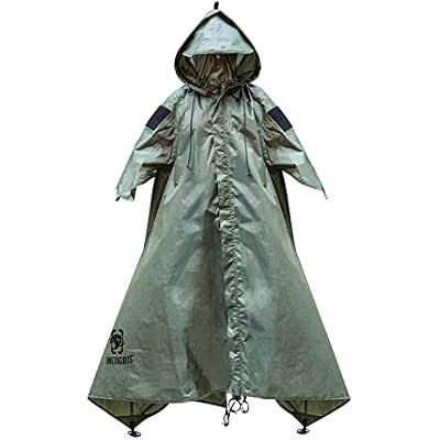 ONETIGRIS TENTSFORMER Hooded Poncho 4-in-1 Raincoat, Backpack Rain Cover, Half Teepee Tent and Tarp Shelter