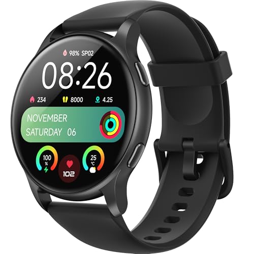 Parsonver Smart Watch, 5ATM Waterproof Swimming Watch, Smartwatch for Men Women with Bluetooth Calls, Fitness Tracker Heart Rate Sleep Monitor, Pedometer, 100 Sports Modes for Android & iPhone, Black