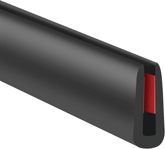 Self Adhesive Rubber Edge Trim, 3/32" U Shaped Edge Protector for Sheet Metal, 20Ft, Black Color