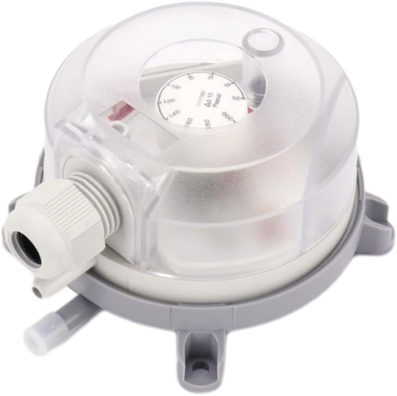 Air Differential Pressure Switch, 20-500Pa Adjustable Air Differential Pressure Switch Wind Gauge Sensor With Overheating Frost for PROTECTION40-400PA