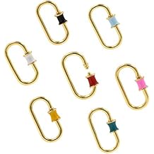Enamel Oval Lock Carabiner Clasp,Gold Plated Metal Screw Clasp,DIY Jewelry Findings 14x25mm(10Pcs,MixColor)