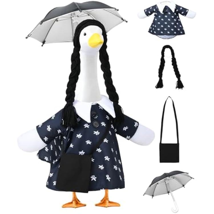 Porch Goose Outfits, Addams Black Dress Goose Outfits for 23 Porch Goose Statue, Halloween Outdoor Decoration for Porch Yard and Patio