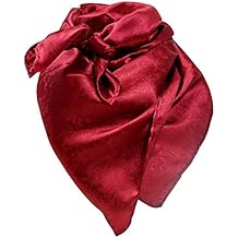 Wyoming Traders Wild Rag Red Silk Jacquard Sarf, 34.5 in by 34.5 in square