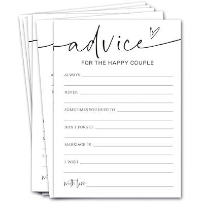 Wedding Shower Games Cards, Advice for the Happy Couple, Bridal Shower Games 25 Guests, Engagement Party Wedding Games for Guests, Minimalist White Wedding Party Supplies - A10