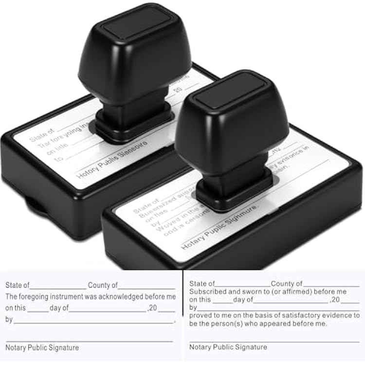 Marspark 2 Pcs Notary Stamps Includes Acknowledgement & Jurat Stamp Self Inking Notary Public Seal Supplies for Sworn and Subscribed, 1.38 x 3.35 inches