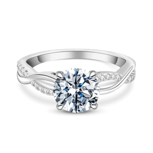 Engagement Rings for Women,925 Sterling Silver CZ Round Solitaire Engagement Ring with 18K Gold Plated,Promise Engagement Wedding Bands Couple Rings for Her 1.52345CT