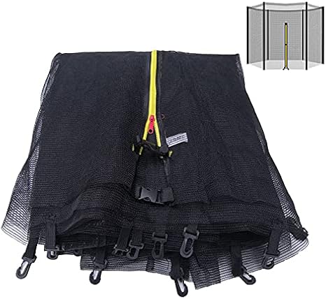 5ft 6ft 8ft 10ft 12ft 13ft 14ft 16ft Trampoline Net Replacement, Round Replacement Enclosure Net, Outdoor Protective Trampoline Safety Net with Zipped Entrance (Net Only),16FT 12 Poles