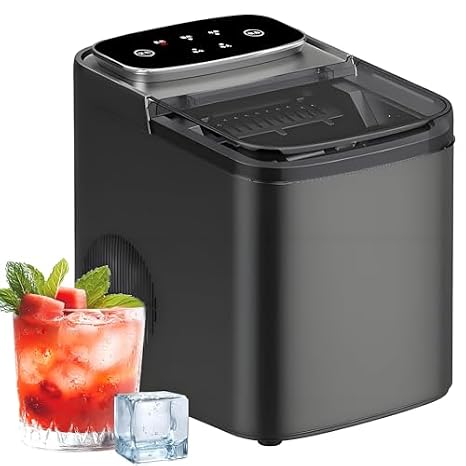 Ice Maker Machine - Countertop Pellet Ice Maker, Self-Cleaning Function, 2 Bullet Ice Cube Sizes, Perfect for Home, Kitchen, Office Bar