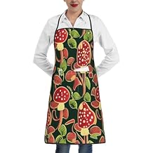 Premium Soft Water-Resistant Apron For Cooking, Gardening, Bbq, Bright Mushrooms Art Aprons For Men Women, Unisex Adjustable Waist Work Bib Chef Apron For Kitchen, Cafe, With Pocket