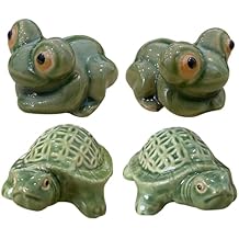 4Pcs Toilet Bolt Caps, Ceramic Toilet Bolt Covers Frog & Turtle Toilet Bolt Covers Decorative, Toilet Floor Bolt Caps for Bathroom Cute Decor