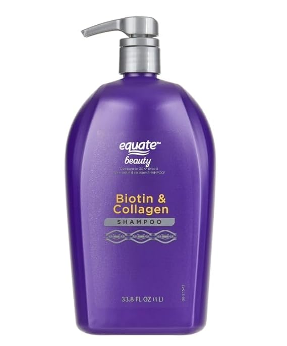 Equate Beauty Biotin & Collagen Shampoo, Nourishing Daily Hair Care, 33.8 fl oz