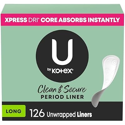 U by Kotex Panty Liners, Clean & Secure, Light Absorbency, Long Length, 126 Count Packaging May Vary