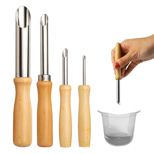 4 Pack Straw Puncher for Plastic Lids Lemonade, Stainless Steel Straw Hole Puncher, Various Specifications, for Drilling, Sculpture, Pottery Tools, DIY Tools