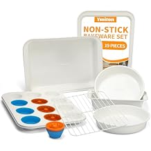 Nonstick Baking Pans Set, 19 PCS Stackable Bakeware Sets, Oven Pan Set Includes Baking Tray, Cookie Sheet, Cake Pans, Loaf Pan, Muffin Pan, Silicone Cups