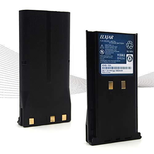 elxjar 2-Pack 7.2V 1800mAh KNB-16A Ni-MH Replacement Battery for Kenwood TK-380 TK-280 TK-390 TK-180 TK-190 TK-290 TK-385 TK-410 TK-480 TK-481 TK-490 TK-5400 Radios KNB-17A KNB-21 KNB-22N