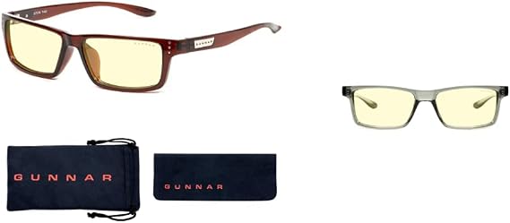 Gunnar - Premium Gaming and Computer Glasses - Blocks 65% Blue Light - Riot, Espresso, Amber Tint & Premium Gaming and Computer Glasses - Blocks 35-98% Blue Light - Vertex