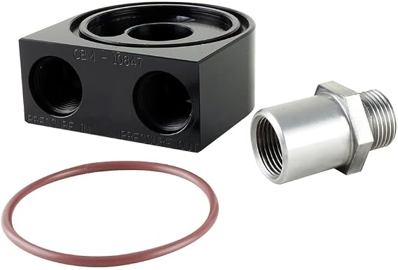 Billet Remote Oil Cooler Adapter For Gm Ls Style Engines | Pan Mount | Metric Filter | Black