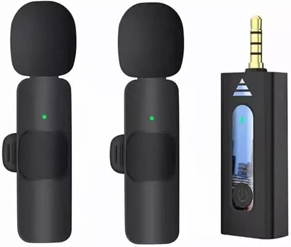 Coverzone Wireless Microphone Wireless Dual Collar Microphone 3.5mm Aux Input Street Musicians Amplifier Speaker Computer Youtuber Tablet Compatible