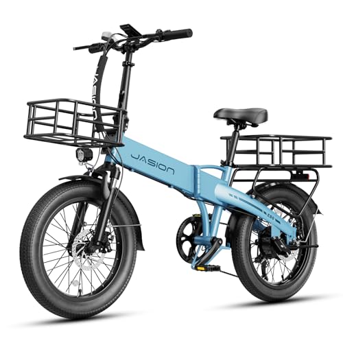 Jasion Electric Bike for Adults, 1000W Peak Motor Foldable Ebike, Aluminum 20 Fat Tire Electric Bicycle Built-in 48V Removable Battery, EBS Commuter E Bikes up to 23 MPH & 45 Miles Max Range