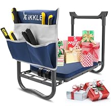 ikkle Garden Kneeler and Seat Gardening Stool Kneeler Folding Gardening Bench with Thicker Detachable Kneeling Pad and Tool Store Pouches (Blue)