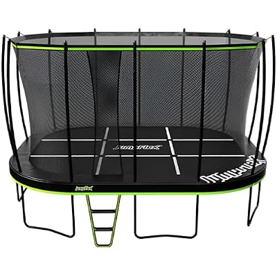 JumpFlex Trampoline MEGA Outdoor Trampoline with Net Enclosure and Ladder Playset, for Kids and Adults, GreenBlack