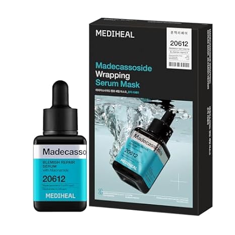 MEDIHEAL Madecassoside Repair Serum & Mask Skin Care Duo Set for Skin Soothing & Blemish Repair - Improves skin barrier with Centella Asiatica, Niacinamide