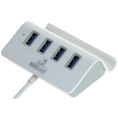 Artix M-325 USB 3.0 4-Port Portable Hub NOT A Charger with 2-Foot USB 3.0 Cable - 4-Port Hub with Stand Silver