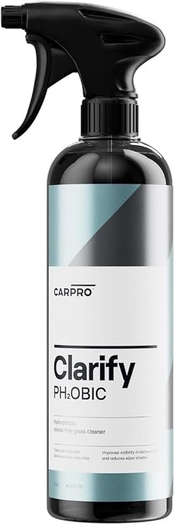 CARPRO Clarify PH2OBIC- Glass Cleaner & Water Repellent, Streak-Free Rain Repellent - Safe on Interior and Exterior Glass & Windshield - Hydrophobic Slickness Reduce Wiper Chatter - 500mL (17oz)