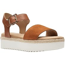 Clarks womens Lana Shore Wedge Sandal, Dark Tan Suede, 5.5 US