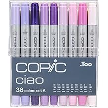 Copic Ciao, Alcohol Markers, 36 Colors Dual Brush Tip Art Markers, Permanent Ultra Blendable Markers for Coloring, Drawing & Illustration Art, Set A