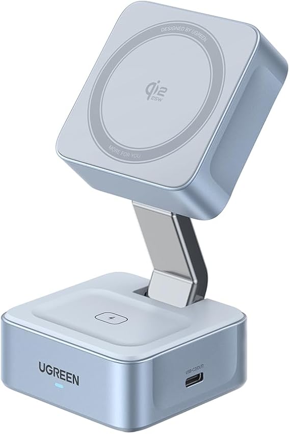 UGREEN MagFlow Qi2 25W MagSafe Compatible 2-in-1 Foldable Charging Station