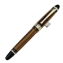 Yongsheng 699 Vaccum Filling Fountain Pen Medium Nib with Original Box - Transparent Brown Acrylic