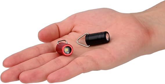 Mini Keychain Flashlight, The Smallest Micro Small Tiny Led Flashlight Only 0.9in Long, EDC Ultra Bright Key Ring Led Light Torch,2 PCS.(Red and Black),Batter Include