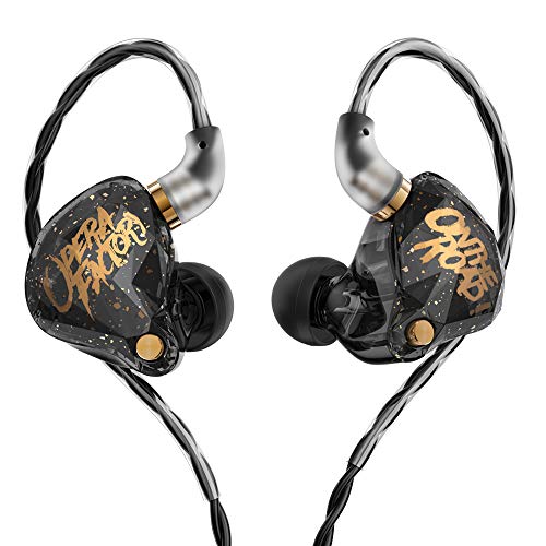 YINYOO KBEAR OS1PRO in Ear Monitor Earbuds for Musicians, HiFi Headset Earphones Headphones Wired, Graphene Dynamic Bass Boosted, Noise Canceling, Auriculares Detachable Cable with mic, Black