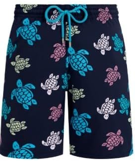 Men Long Stretch Swim Trunks Tortues Multicolores