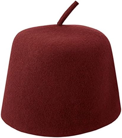 Village Hat Shop Maroon Wool Fez with Stem (Medium)
