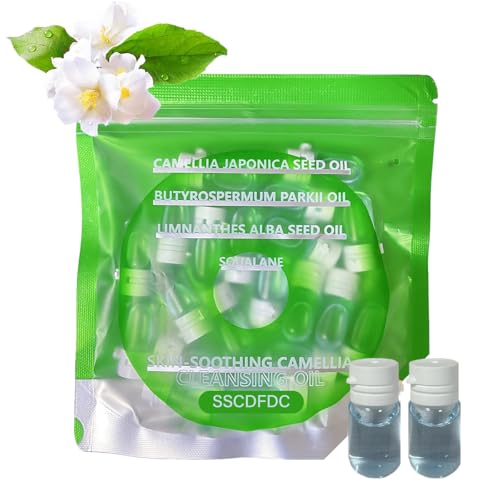 Cleansing Oil Mini Travel-Friendly, Natural Makeup Remover Portable 20pcs Gentle Moisturizing Cleansing Oil for All Skin Types, Travel with Camellia