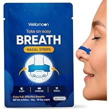 Wellamoon Nose Strips for Breathing (30 Ct) - Breathe Easy & Right Nasal Strips for Snoring & Sleeping - Oil & Sweat Proof Adhesive Snoring Solution- Improves Oxygen Intake, Sleep & Reduces Snoring